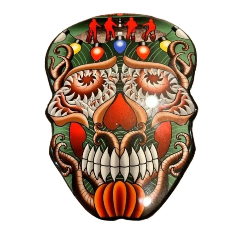 SIGNED Sugar Skull Tattoo Wall Plaque Artist Jeremy Hulett 8.5”x6.5”. RARE